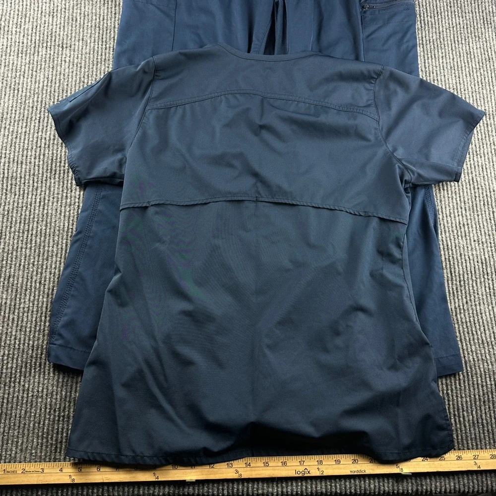 Carhartt Force Modern Fit Scrub Set Navy Blue V-Neck Top Cargo Pants Womens M/L
